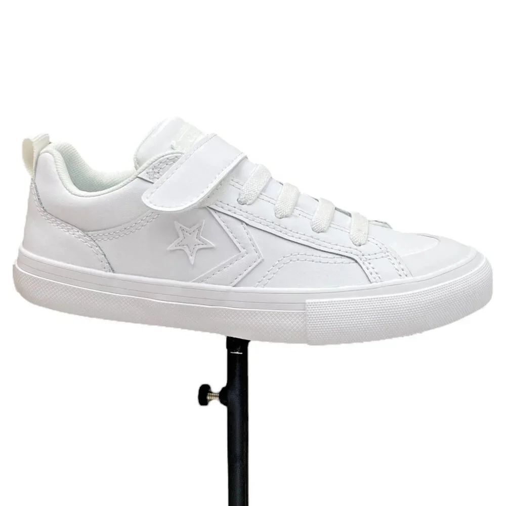 Converse Pro Blaze Youth Boys Girls Slip-on‎ Leather Sneaker Size 3Y Solid White
